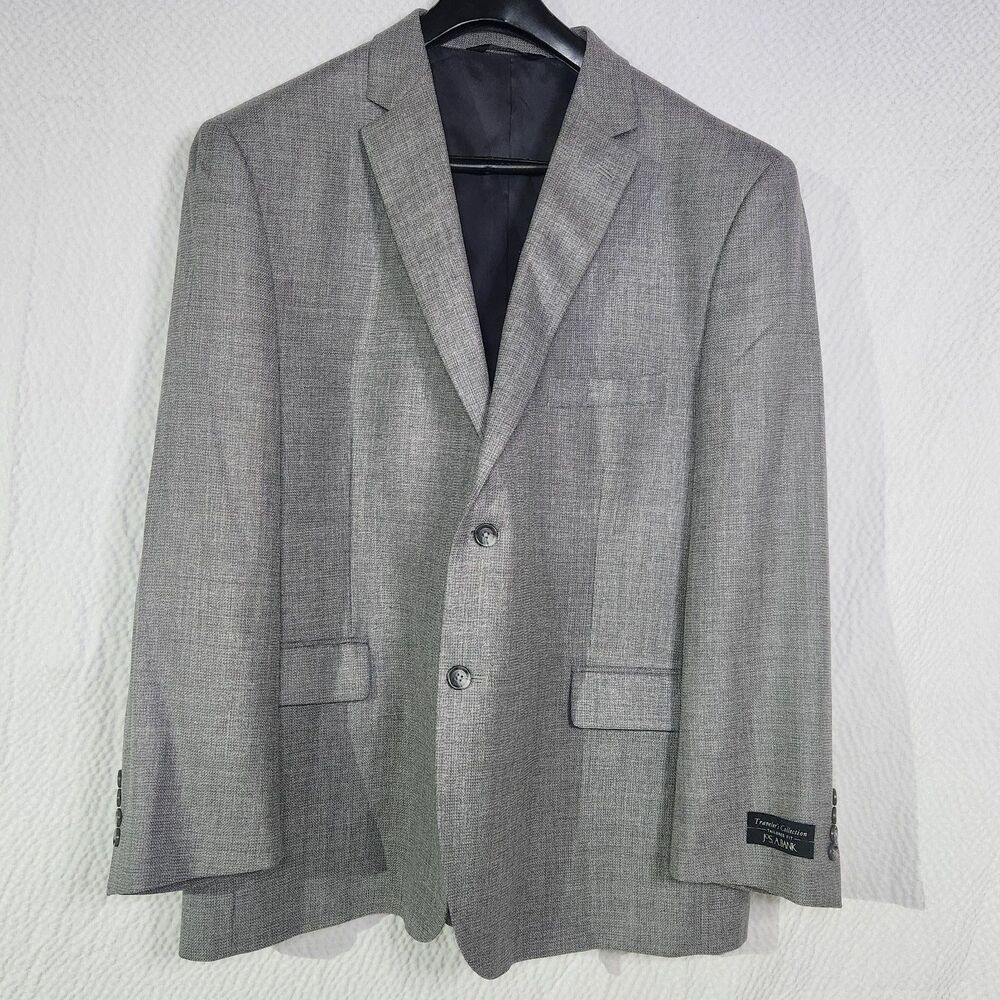 Jos. A. Bank Traveler's Collection Suit Jacket 52 Regular Gray Wool Blazer 52R